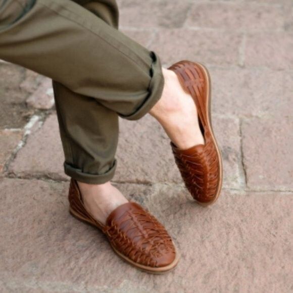 Nisolo Leather Sandal Huarache‎ Men's BRANDY MSRP $150 NIB - Picture 1 of 9